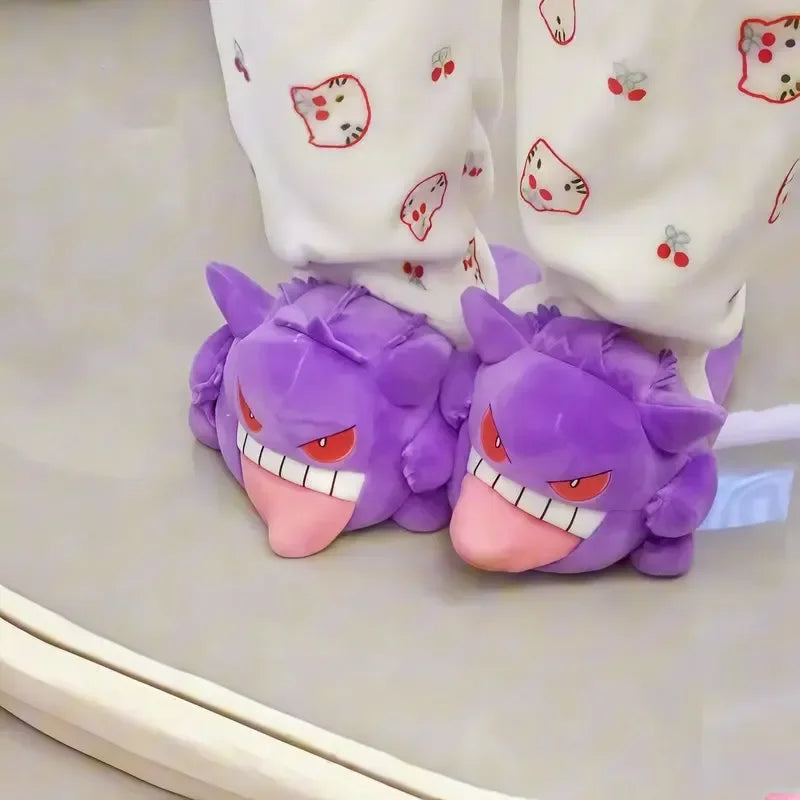 Plush Gengar Indoor Slippers with Funny Tongue – Cozy Fun Soft Sole Winter Home Slippers