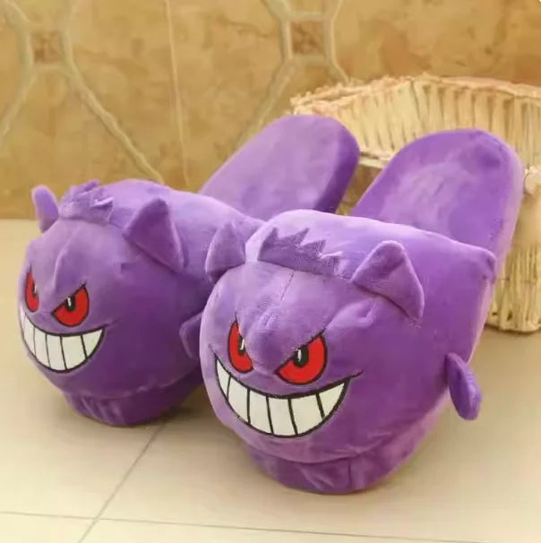 Plush Gengar Indoor Slippers with Funny Tongue – Cozy Fun Soft Sole Winter Home Slippers