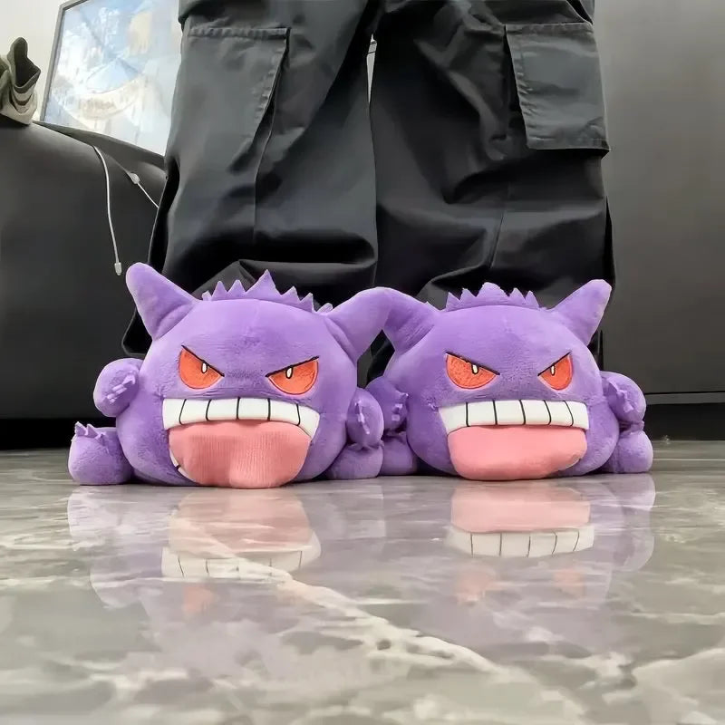 Plush Gengar Indoor Slippers with Funny Tongue – Cozy Fun Soft Sole Winter Home Slippers
