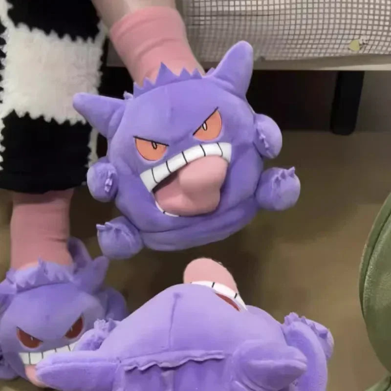 Plush Gengar Indoor Slippers with Funny Tongue – Cozy Fun Soft Sole Winter Home Slippers